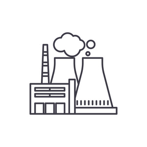 火电厂线路图标概念. 火力发电厂矢量线示符号照片