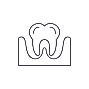 牙线图标概念。牙向量线性例证, 标志, 标志