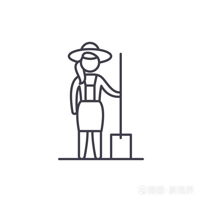女农夫向量线性例证, 标志, 标志插画-正版商用图片14seg2-摄图新视界