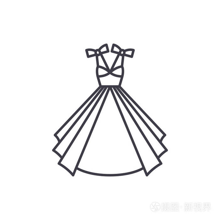 婚纱矢量线性插图, 符号, 符号插画-正版商用图片14sen5-摄图新视界