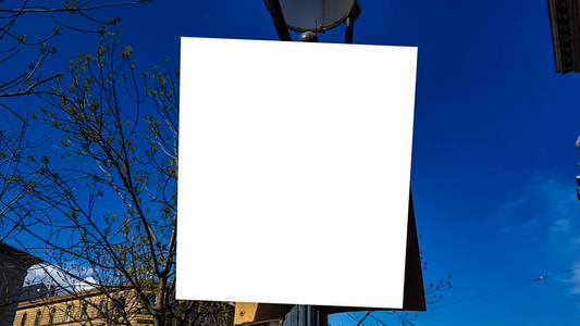 大型户外城市白色空白广告广告牌横幅标语模拟。隔离模板