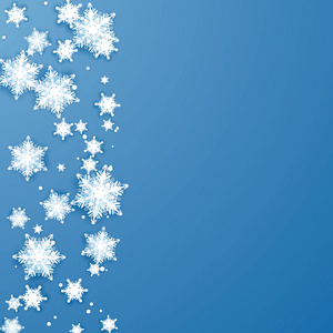 折纸雪花边界..圣诞节和新年节日装饰元素。蓝色背景的矢量图