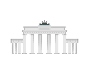 勃兰登堡门像素艺术。柏林地标8位。德国展示像素16位。旧游戏电脑图形风格