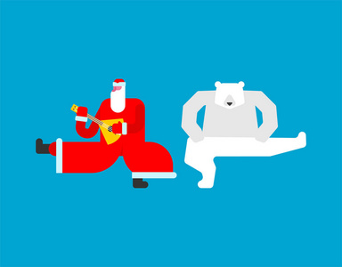弗罗斯特神父民间舞蹈和北极熊。俄罗斯圣诞老人。俄罗斯传统新年