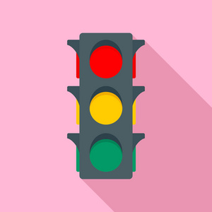 经典交通灯图标, 平面样式