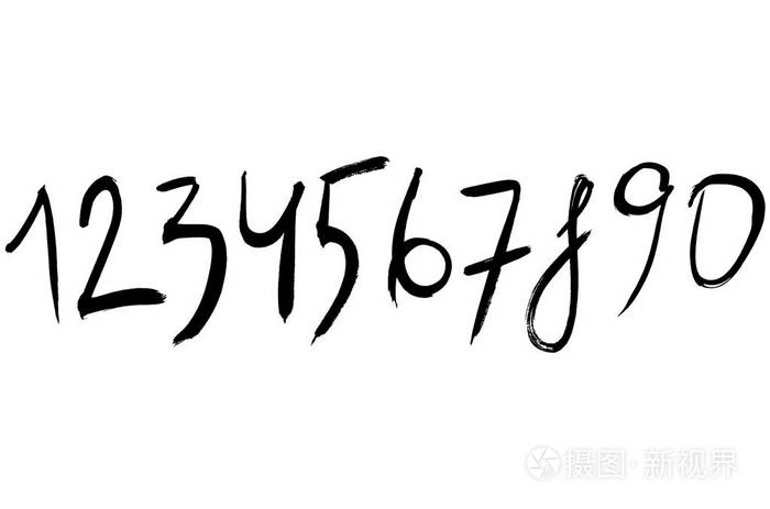 白色背景上的手写数字孤立的刻字