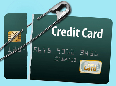 一张损坏和修复的信用卡说明了修复您损坏的信用评级。
