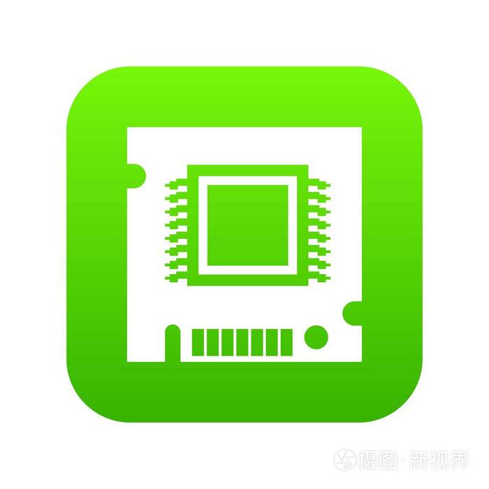 集成微芯片图标绿色矢量