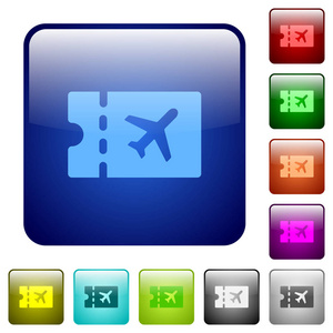 航空旅行折扣优惠券图标圆形方形颜色光泽按钮设置