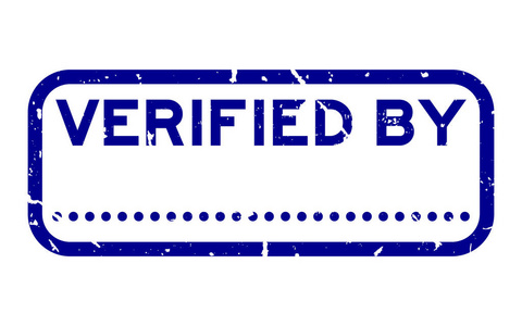 蓝字验证，点线签名，方形橡胶印章，白色背景
