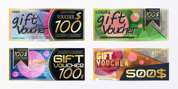 礼品券模板板卡模板，货币矢量插图，抽象设计插图