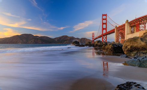 s Beach at sunset in San Francisco, California