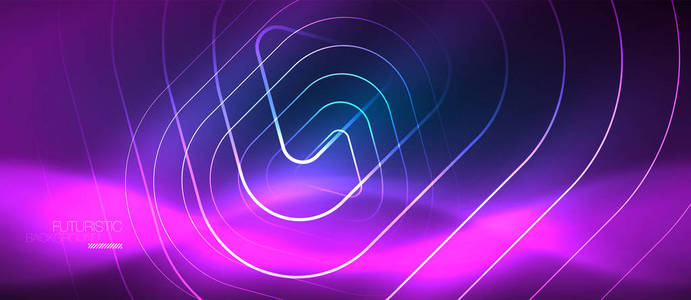 霓虹灯发光的技术线条, 高科技未来主义的几何形状抽象背景模板