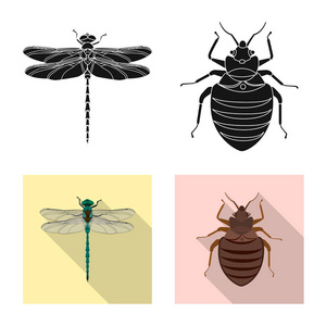 昆虫和飞行标志的矢量设计。股票昆虫和元素矢量图标集