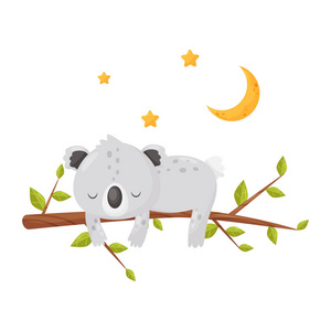 可爱的动物卡通人物, 良好的夜晚设计元素, 甜蜜的梦向量插图照片