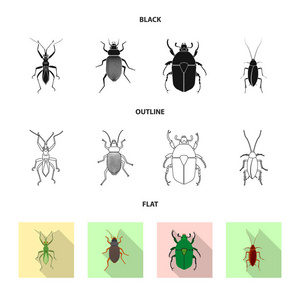 昆虫与飞行标志的矢量设计。网络昆虫和元素股票符号的采集
