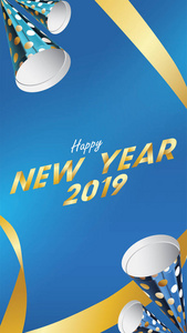 2019年新年快乐背景为季节性传单和问候卡或邀请背景与烟花。 简单的现代和程式化矢量