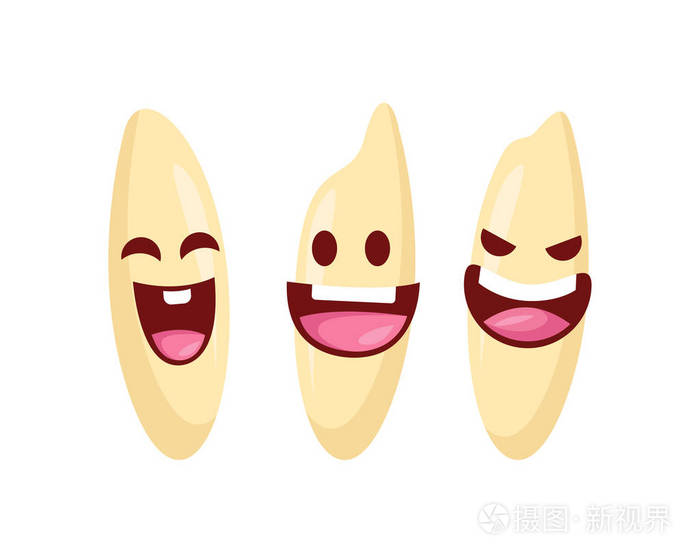 可爱的有机水稻种子人物插图孤立的白色背景