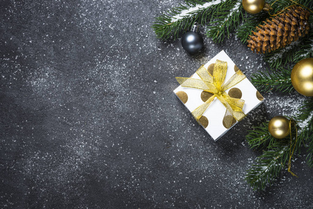 圣诞节背景黄金和白银装饰和礼物 b