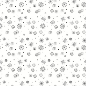 雪花简单无缝模式。黑白色背景上的雪。抽象的壁纸，包装纸装饰。冬天，圣诞假期，快乐的新年庆祝活动矢量图的象征