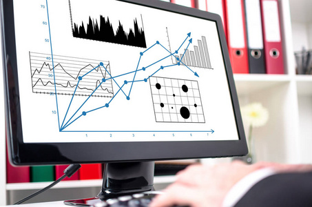 电脑屏幕上显示的商业分析概念