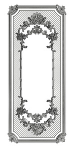 经典金属框架与装饰装饰隔离在白色背景。 数字插图。 3D渲染
