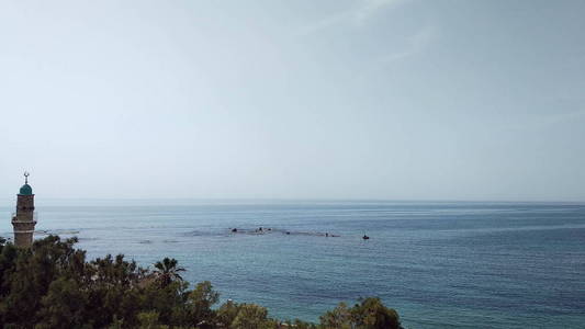 以色列特拉维夫地中海平静的景观
