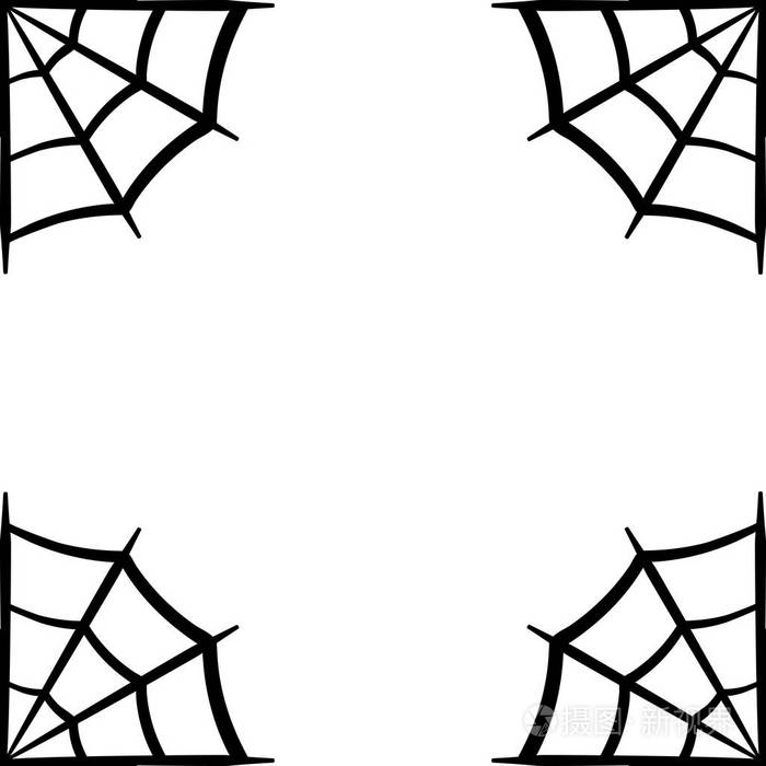 插画 蜘蛛网图标. 蜘蛛网框. 蛛网矢量轮廓. 蜘蛛网夹艺术.