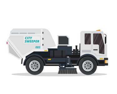 现代街道清扫车插图标志图片