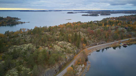 从上面看经典的瑞典风景的美丽景色