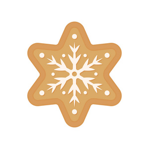 圣诞饼干矢量。姜饼。明星。雪花饼干分离在白色背景上。