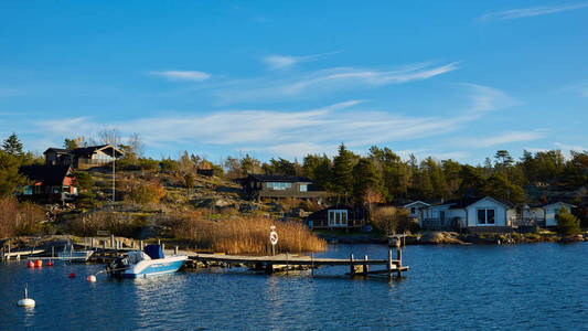 瑞典斯德哥尔摩群岛的渔船