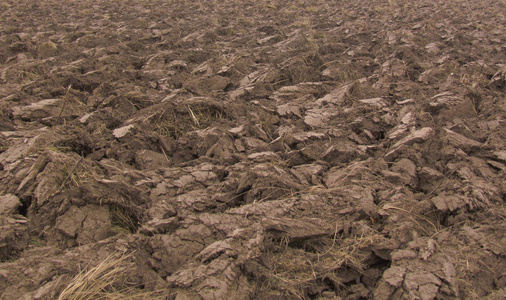 新开垦的土地. 棕色的浮雕纹理. 用于种植的松散土壤.照片