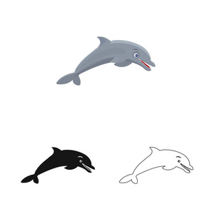 海洋和动物标志的矢量设计。海洋和海洋股票矢量图集