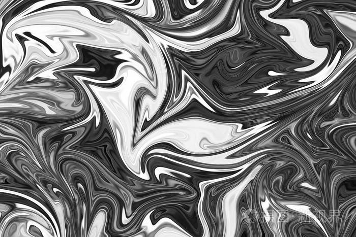 抽象灰色黑白大理石油墨图案背景.