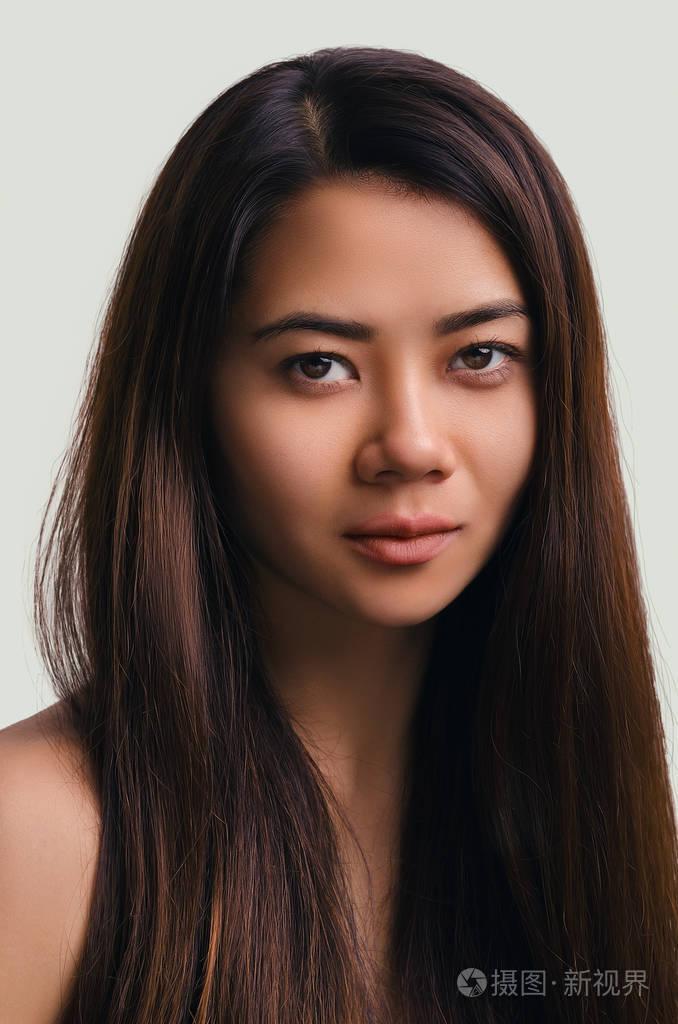 亚洲女孩肖像. 美丽的女人. 摄影棚拍摄. 自然美.