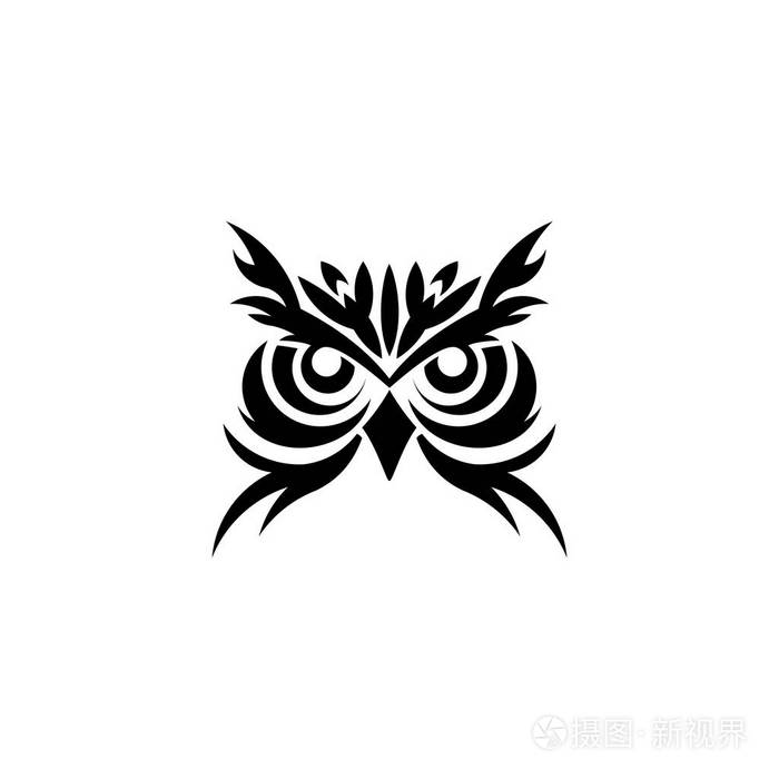 猫头鹰标志灵感矢量插图白底徽章设计