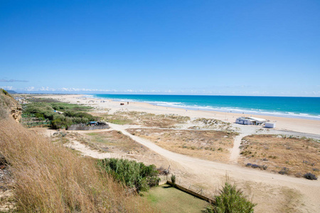 大滩的景观，从顶部在科尼尔德拉弗朗特拉卡迪兹安达鲁西亚西班牙
