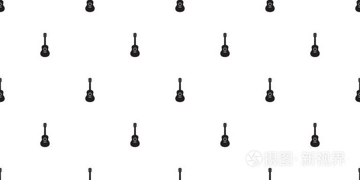 吉他无缝图案矢量四弦琴低音音乐围巾孤立卡通插图重复壁纸瓷砖背景