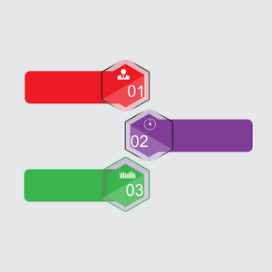 信息图形是多色的这个数字是信息在三个位置的不同颜色图标没有文本。 用于商业项目演示的信息图表。