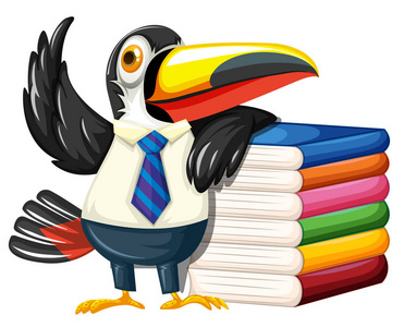 巨嘴鸟有许多书的插图
