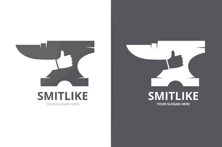向量史密斯和喜欢的标志组合。铁匠和最好的符号或图标。独特的金属和选择标识设计模板