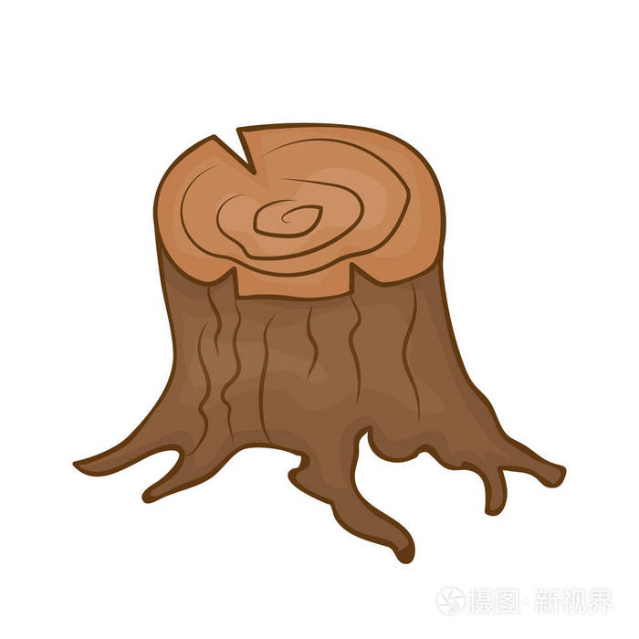 白色背景下的树根树桩
