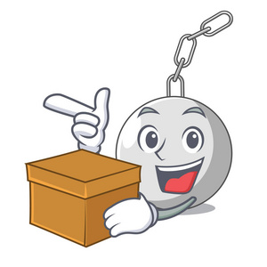 挂在链条卡通矢量插图上的破箱球照片