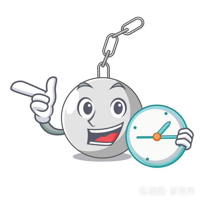 挂在连环漫画矢量插图上的撞钟球