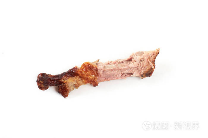 吃后的火鸡骨在白色背景上被隔绝