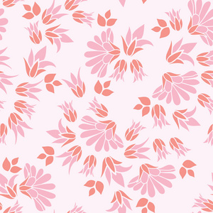 粉红花无缝向量重复花卉图案背景
