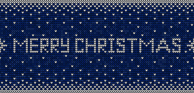 蓝白圣诞快乐针织无缝图案背景矢量