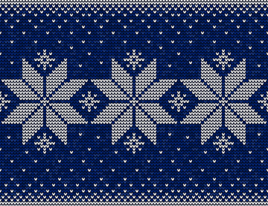 蓝色和白色圣诞无缝图案与雪花背景矢量