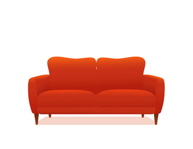 沙发和沙发红色五颜六色的动画片例证向量